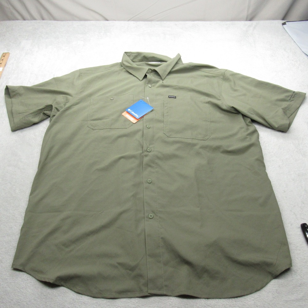 Columbia Shirt Mens 2XT Green Silver Ridge Utility Lite Short Sleeve Ripstop NEW - Picture 2 of 14